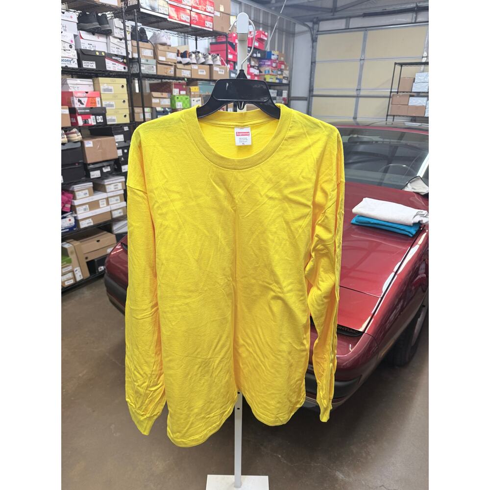 Supreme Blank Long Sleeve Yellow T Shirt Tee Size XL New!